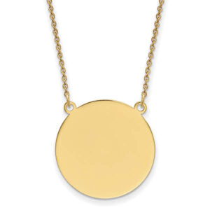 14K Gold Engravable Disc Charm Necklace