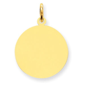 14K Gold Engraveable Disc Charm Pendant