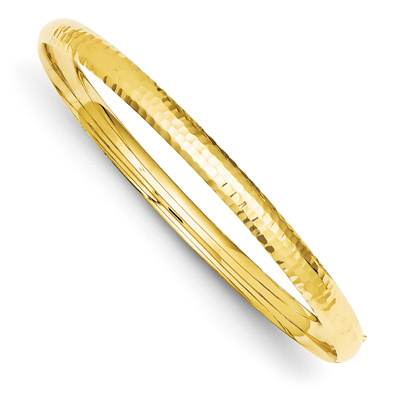 14K Gold Hammered Hinged Bracelet (3/16")