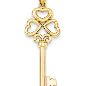 14K Gold Heart Key Pendant