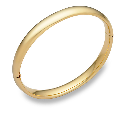 14K Gold Hinged Plain Bangle Bracelet (5/16")