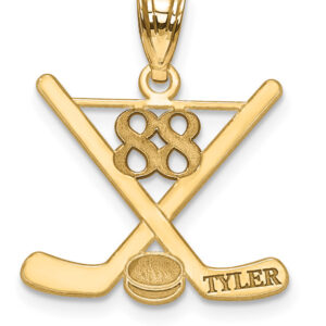 14K Gold Hockey Pendant with Name and Number