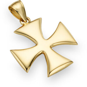 14K Gold Holy Warrior Maltese Cross Pendant