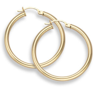 14K Gold Hoop Earrings - 1 3/16" diameter (3mm thickness)
