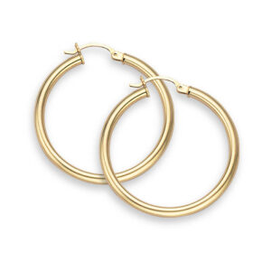 14K Gold Hoop Earrings - 1" diameter (3mm thickness)
