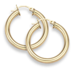 14K Gold Hoop Earrings - 1" diameter (4mm thickness)