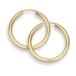 14K Gold Hoop Earrings - 13/16" diameter (2mm thick)