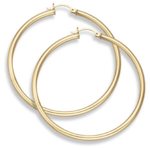 14K Gold Hoop Earrings - 2 3/8" diameter (3mm thickness)