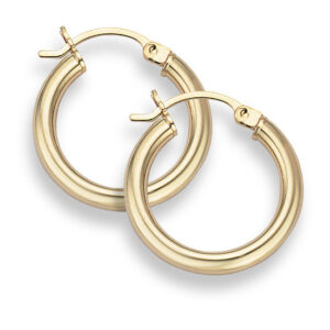 14K Gold Hoop Earrings - 3/4" diameter (3mm thickness)