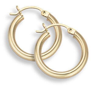 14K Gold Hoop Earrings - 7/8" diameter (3mm thickness)