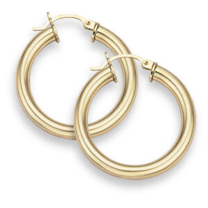 14K Gold Hoop Earrings - 7/8" diameter (4mm thickness)
