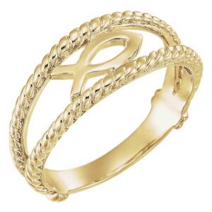 14K Gold Ichthus Fish Women's Ring