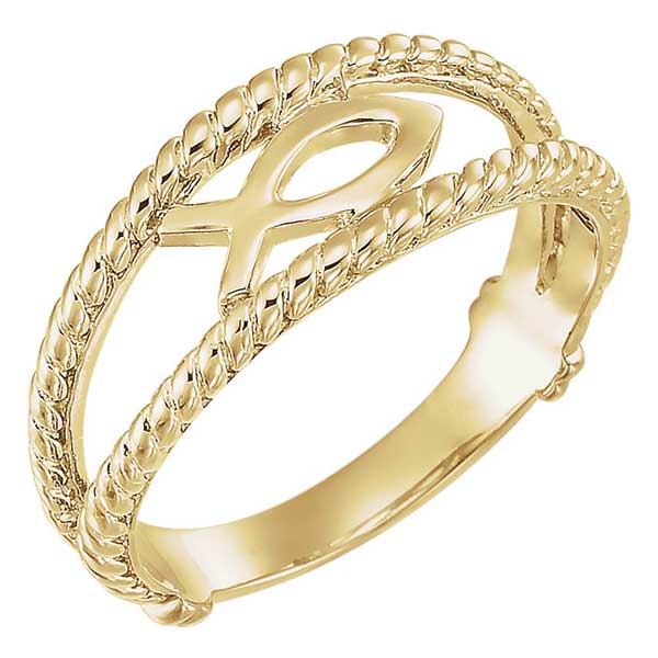 14K Gold Ichthus Fish Women's Ring