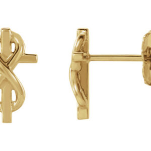 14K Gold Infinity Cross Stud Earrings