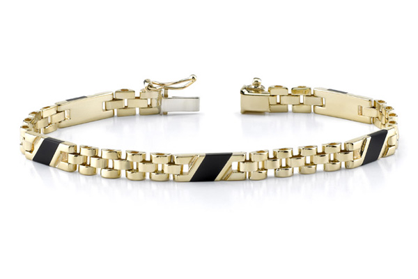 14K Gold Ladies' Design Onyx Bracelet