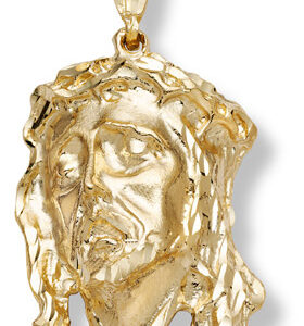14K Gold Large Jesus Head Pendant