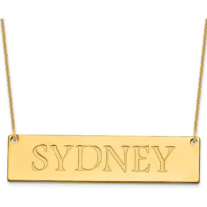 14K Gold Large Name Plate Necklace for Women