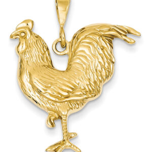 14K Gold Large Rooster Pendant