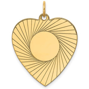 14K Gold Laser Engraved Personalized Heart Charm Pendant