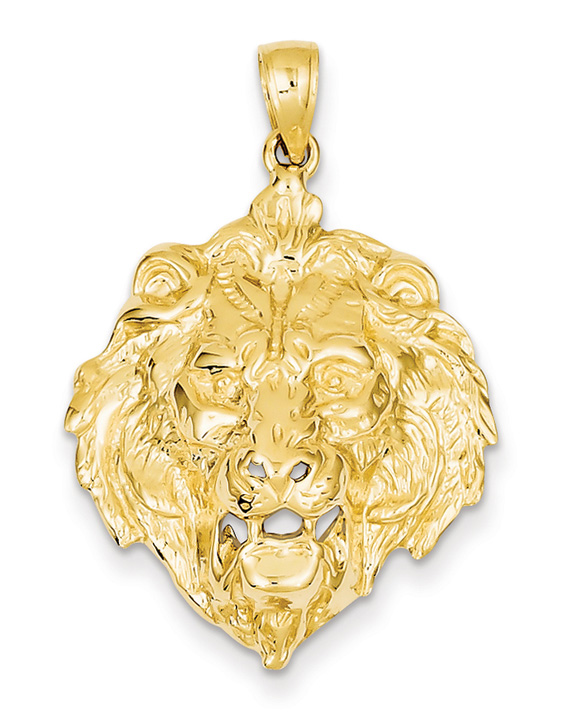 14K Gold Lion Head Pendant