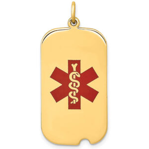 14K Gold Medical ID Dog Tag Necklace