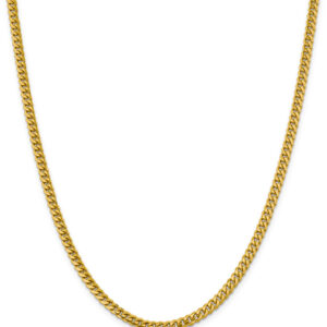 14K Gold Miami Cuban Curb Chain Necklace, 4mm, 24"