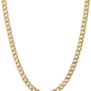 14K Gold Open Curb Link Chain Necklace, 24", 7mm