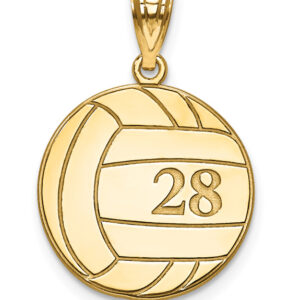 14K Gold Personalized Volleyball Pendant with Number and Name