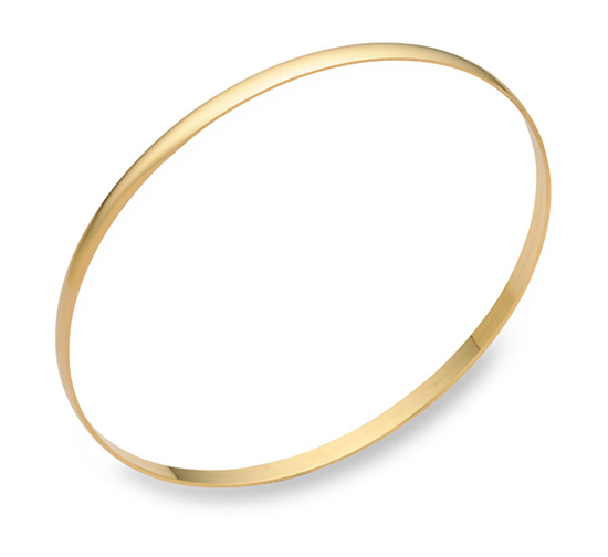 14K Gold Plain Bangle Bracelet (3mm)