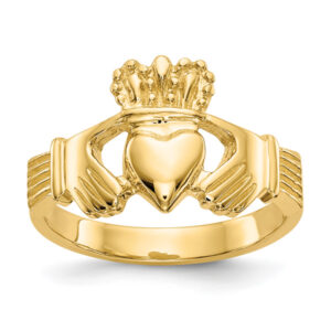 14K Gold Polished Claddagh Ring for Women