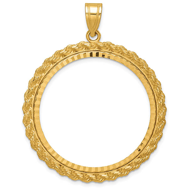 14K Gold Rope Bezel Pendant for 1 Oz. Gold Coin
