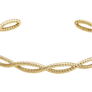 14K Gold Rope Cuff Bracelet for Women