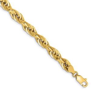 14K Gold Semi-Solid 5.4mm Rope Bracelet for Women