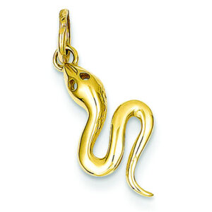 14K Gold Snake Charm Pendant