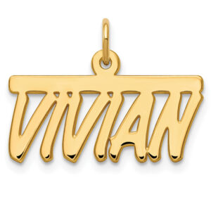 14K Gold Stylized Custom Personalized Name Plate Pendant