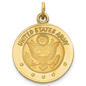 14K Gold United States Army Medal Pendant Necklace