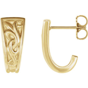 14K Gold Vintage-Style Floral "J" Earrings