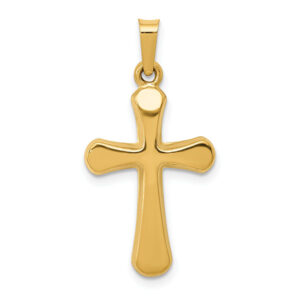 14K Gold Woman of Strength Cross Pendant Necklace