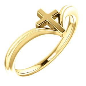 14K Gold Women's Cross V Ring