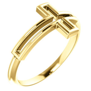 14K Gold Women's Cut-Out Cross Ring