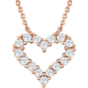 14K Rose Gold 0.25 Carat Diamond Heart Necklace