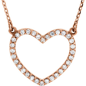 14K Rose Gold 16" Open Heart Necklace