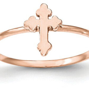 14K Rose Gold Budded Cross Ring for Women