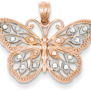 14K Rose Gold Butterfly Pendant