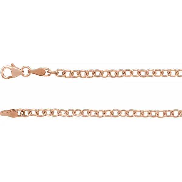 14K Rose Gold Cable Chain Necklace (3.25mm, Solid)