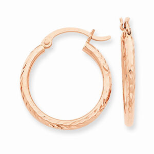 14K Rose Gold Diamond-Cut Hoop Earrings
