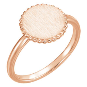 14K Rose Gold Engraveable Circle Signet Ring