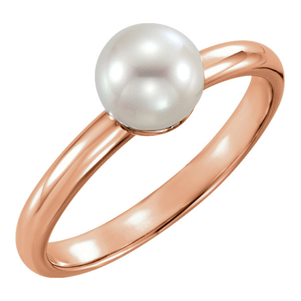 14K Rose Gold Freshwater Pearl Solitaire Ring
