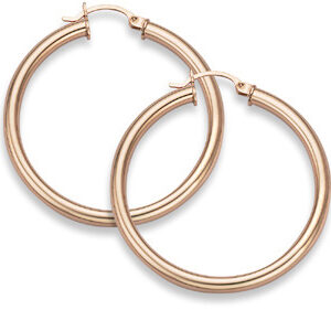 14K Rose Gold Hoop Earrings, 1 1/2" Diameter, 2.75mm Thickness