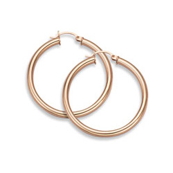 14K Rose Gold Hoop Earrings, 1 1/8" Diameter, 2.75mm Thickness